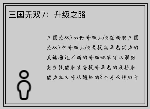 三国无双7:升级之路